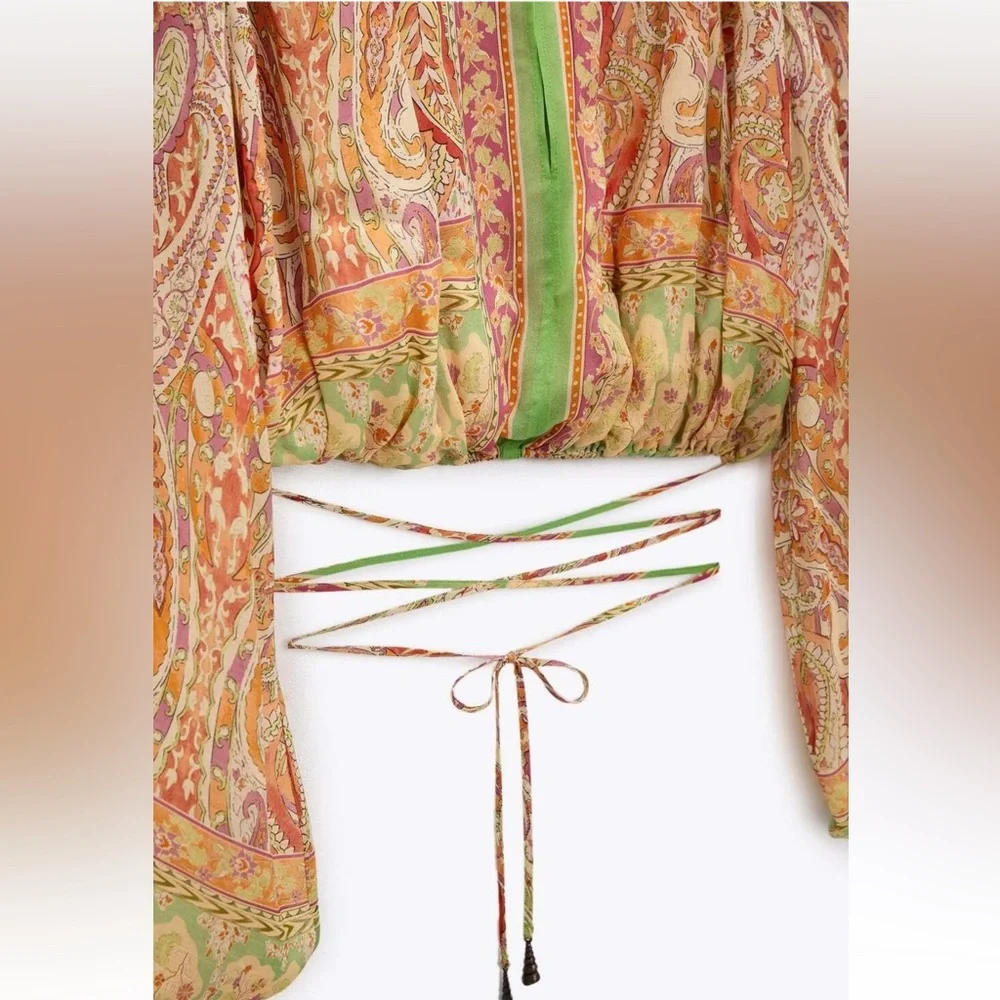 Zara Multicolor Off-Shoulder Top - Picture 9 of 10